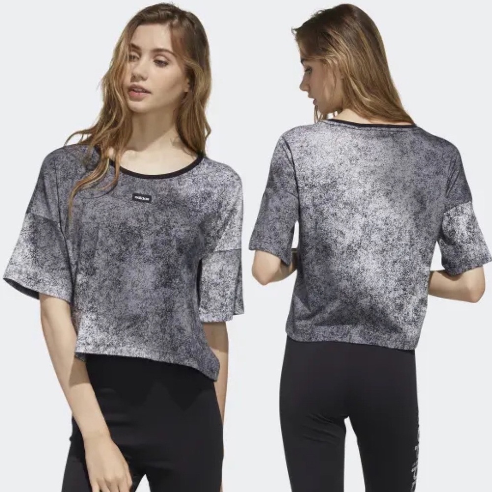 adidas Moment Relaxed Fit Cropped Top T-Shirt NEW
